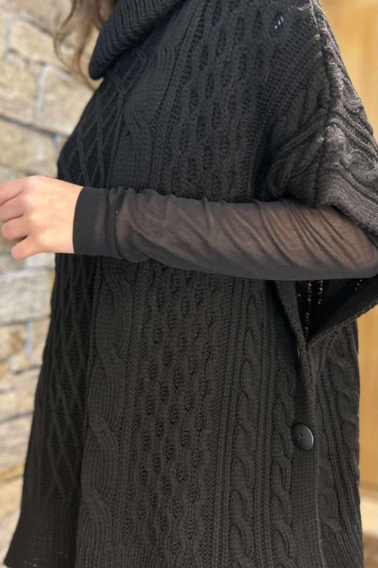 Edie Cable Cowl Knit Black 